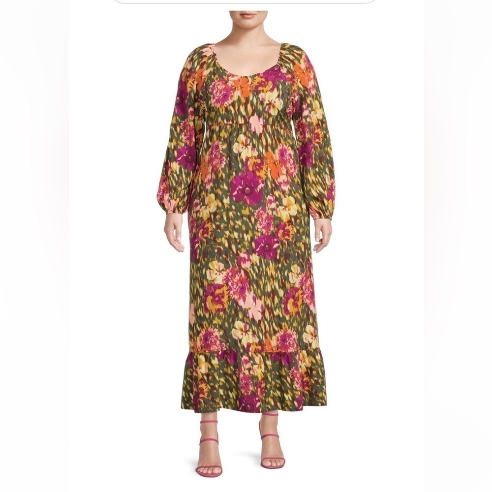 Terra & Sky The Square Neck Peasant Dress, size 2X